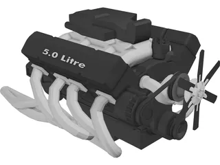V8 5.0 Litre Engine 3D Model preview