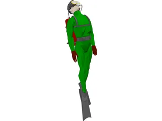 Scuba Diver 3D Model preview