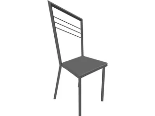 Steel Kitchen Chair with Wooden Seat 3D Model preview