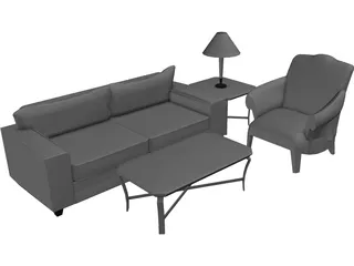 Classic Living Room Set 3D Model preview