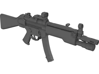 H&K MP5A4 Tactical Submachinegun 3D Model preview