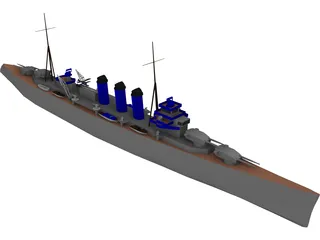 County Class Heavy Cruiser 3D Model preview