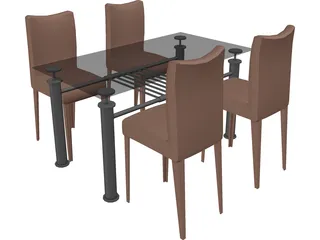 Table with Chairs 3D Model preview