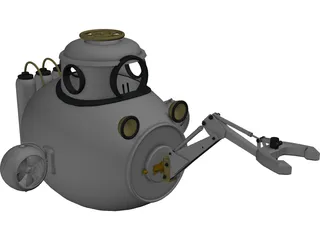 Submarine Sub Fantasy 3D Model preview