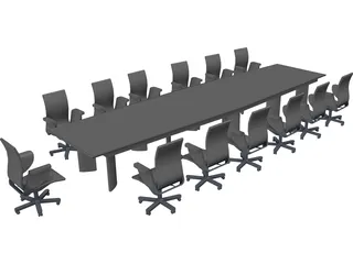 Table with Chairs 3D Model preview