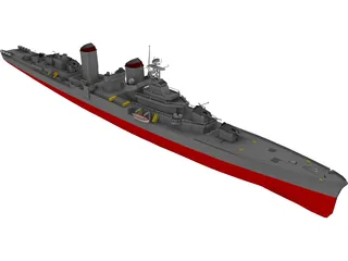 Fletcher Class Destroyer 3D Model preview