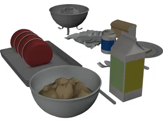 Meal Prep Items 3D Model preview