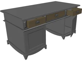 Old Wooden Desk 3D Model preview
