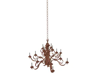 Bronze Chandelier 3D Model preview