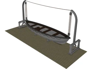 Lifeboat and Davits 3D Model preview