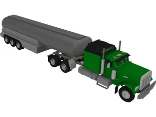 Ford Semi Truck with Tanker Trailer 3D Model preview