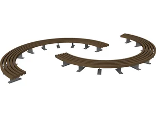 Curved Bench 3D Model preview