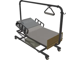 Hospital Bed 3D Model preview