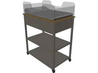 Hospital Cart Bassinet 3D Model preview