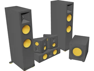 Home Theater Speaker System 3D Model preview