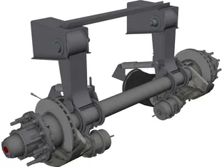 Truck Axle with Brakes 3D Model preview