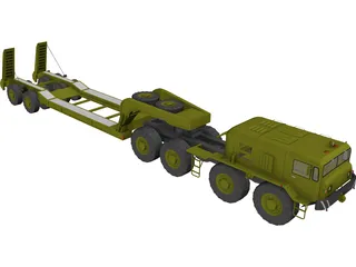 MAZ 543 with Transport Trailer 3D Model preview