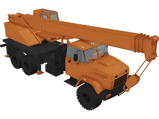 KrAZ 63221 with KTA-25 Crane 3D Model preview