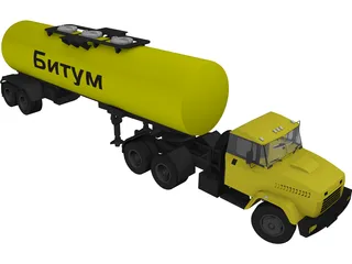 KrAZ 63221 with AB-22 Tanker Trailer 3D Model preview