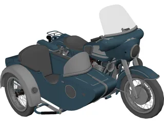 Moto Guzz with Sidecar 3D Model preview