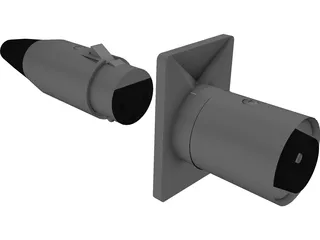 XLR Female Plug and Male Socket 3D Model preview