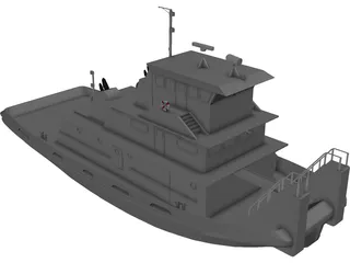 Tug-Push Boat 3D Model preview