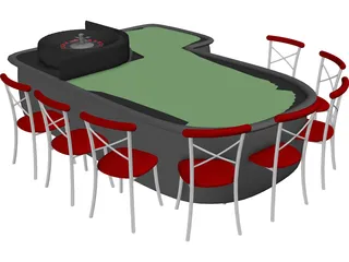 Roulette Table 3D Model preview