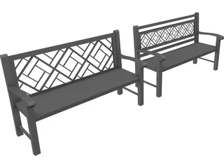 Wood Benches 3D Model preview