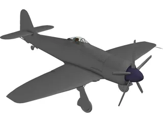 Hawker Sea Fury 3D Model preview