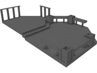 Custom Wood Deck 3D Model preview