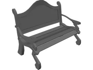 Wooden Park Bench 3D Model preview
