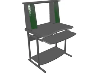 Desk with CD Rack 3D Model preview