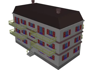 Apartment Building 3D Model preview