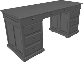 Wood Desk 3D Model preview