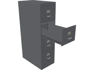 Metal File Cabinet 3D Model preview