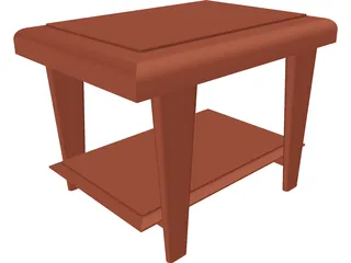 Wooden End Table 3D Model preview