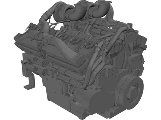Cummins QSK38-G Diesel Engine 3D Model preview