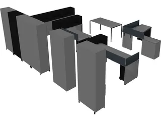 Modern Office Furniture Collection 3D Model preview