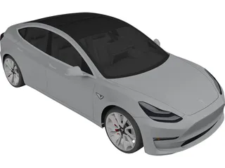 Tesla Model 3 (2018) 3D Model preview