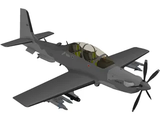 TAI Hurkus Basic Trainer Aircraft 3D Model preview