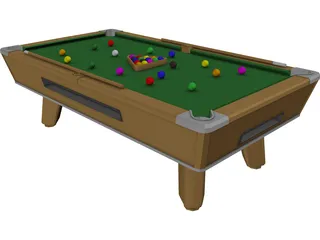 Indoor Pool Table 3D Model preview