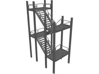 Two-level Stairs 3D Model preview