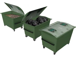 Plastic Dumpsters 3D Model preview