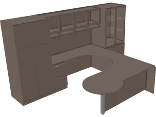 Executive Office Desk 3D Model preview