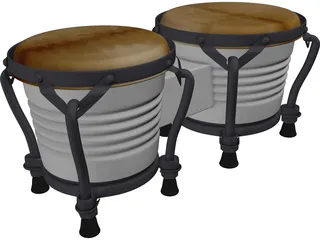 Bongos Pair 3D Model preview