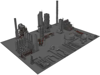 Oil Refinery Parts 3D Model preview