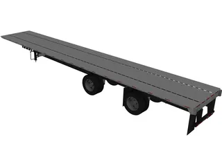 Split Axle Flatbed Trailer 3D Model preview