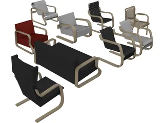Armchair Collection 3D Model preview