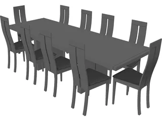 Table with Chairs 3D Model preview