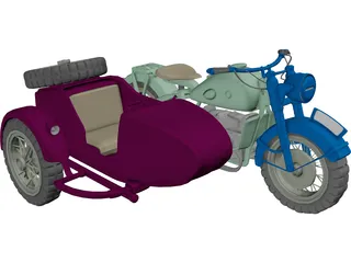 BMW R75 Motorcycle 3D Model preview